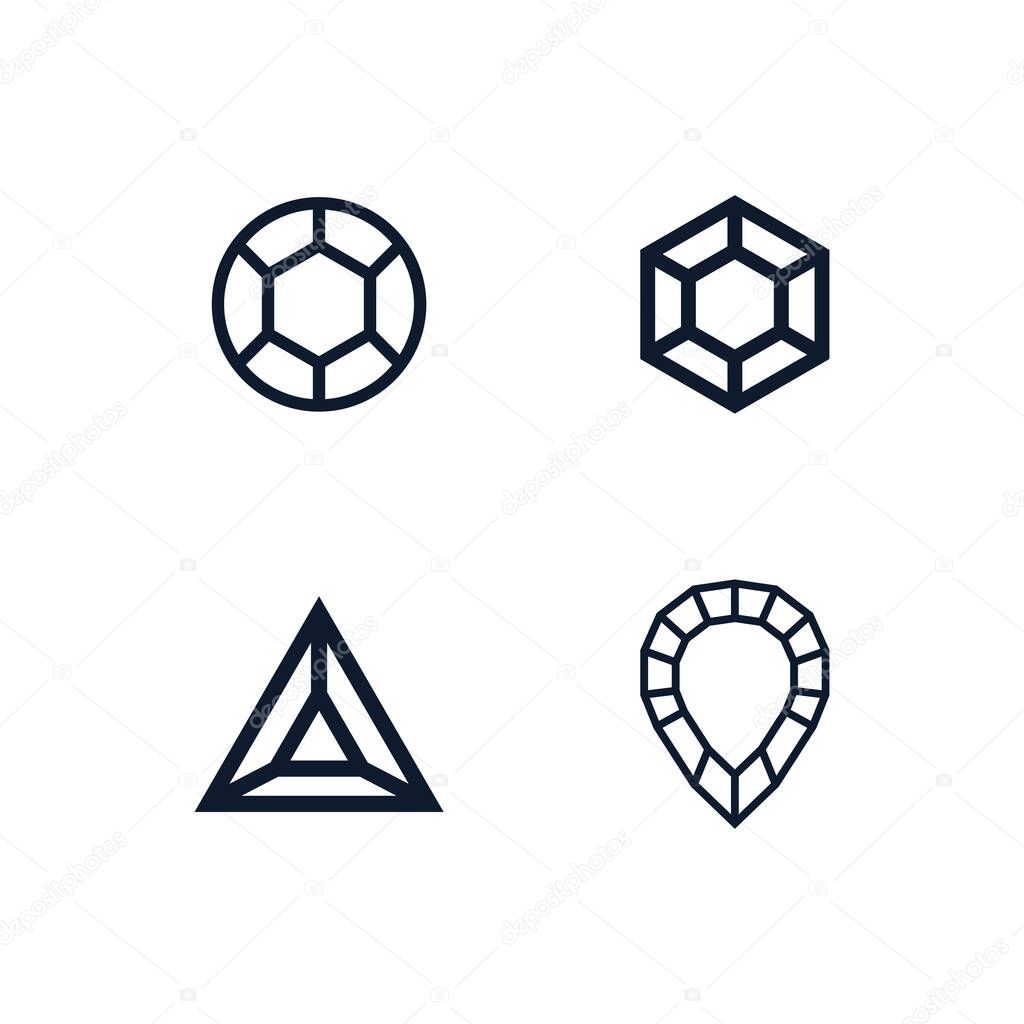 Faceted gemstone diamond logo vector design ideal for jewelry boutique elegant premium brand