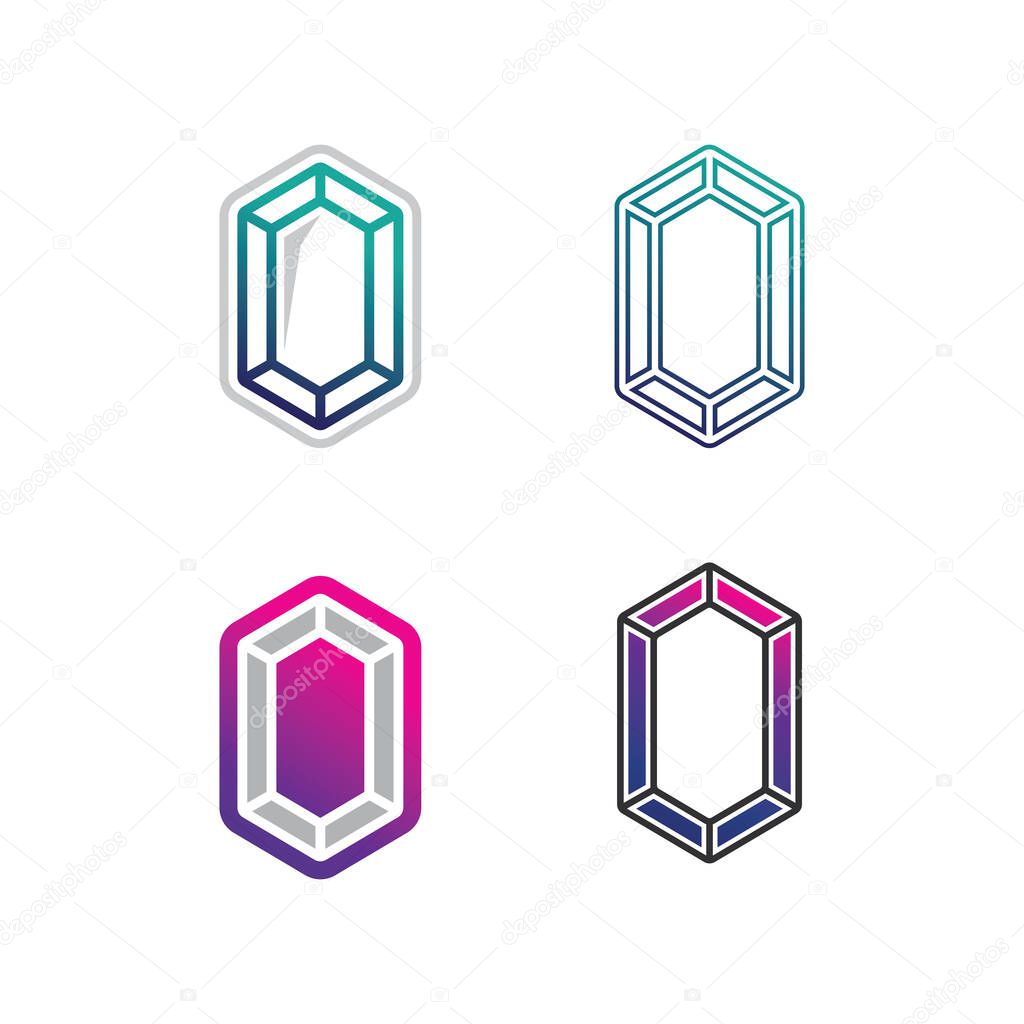 Faceted gemstone diamond logo vector design ideal for jewelry boutique elegant premium set