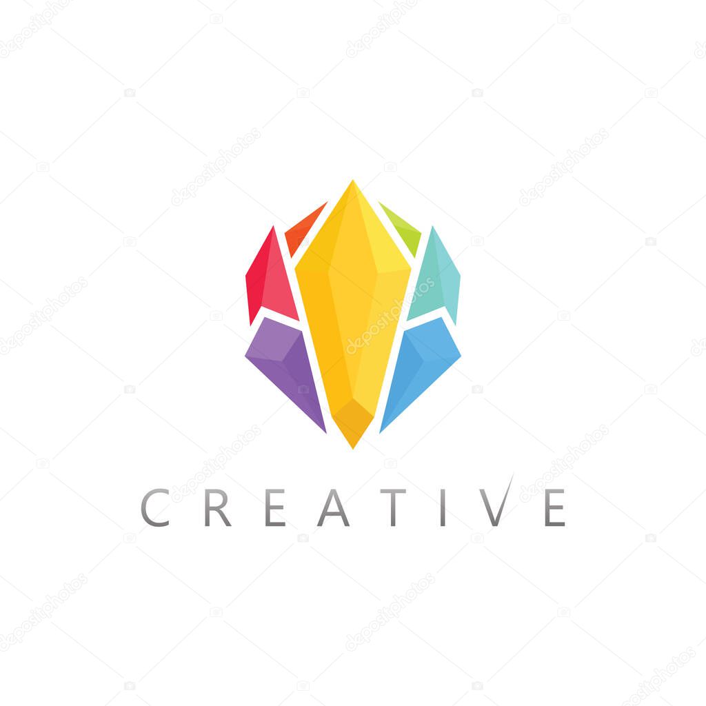 Modern minimal diamond crystal gemstone logo vector design for elegant business branding