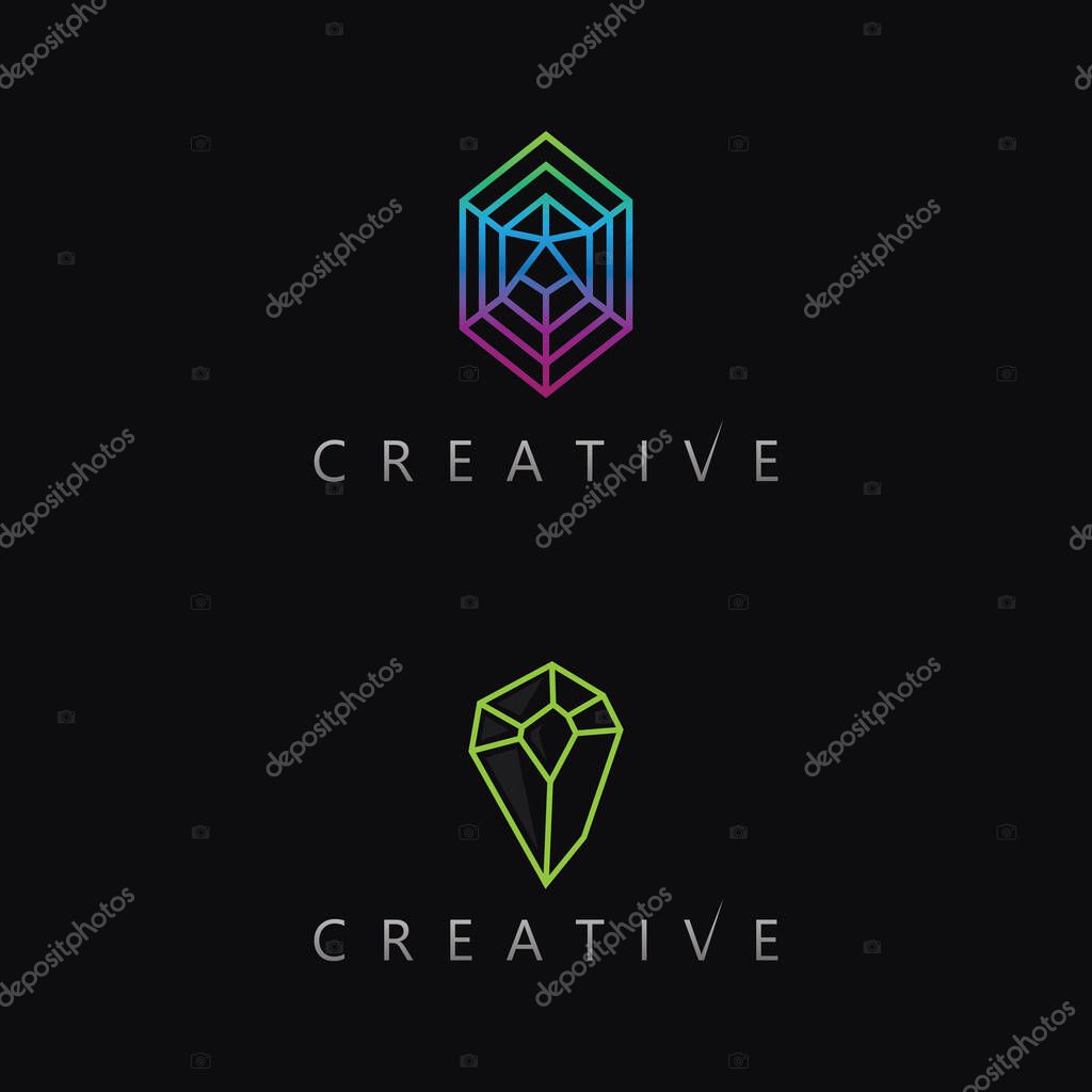Abstract polygon diamond logo design symbolizing modern elegance beauty and business excellence