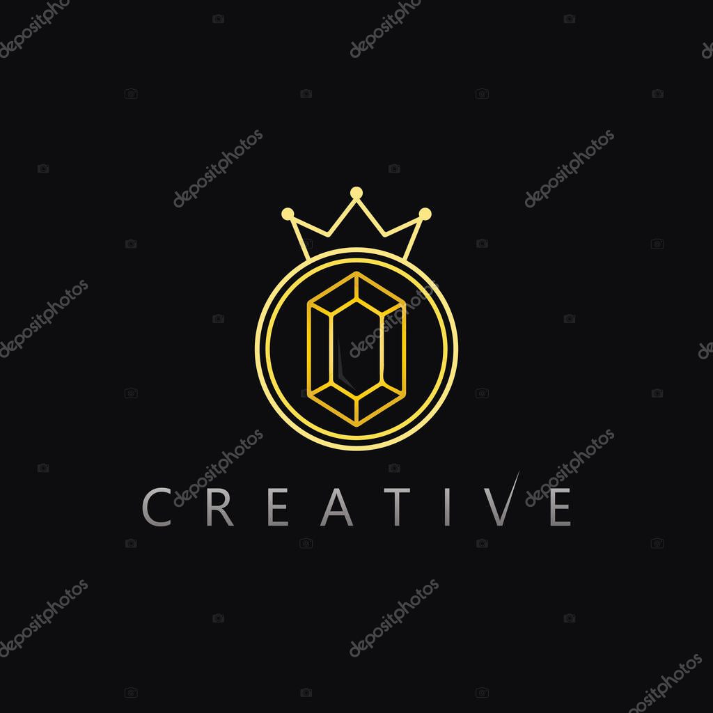 Brilliant crystal diamond vector logo design ideal for jewelry shop or elegant brand identity
