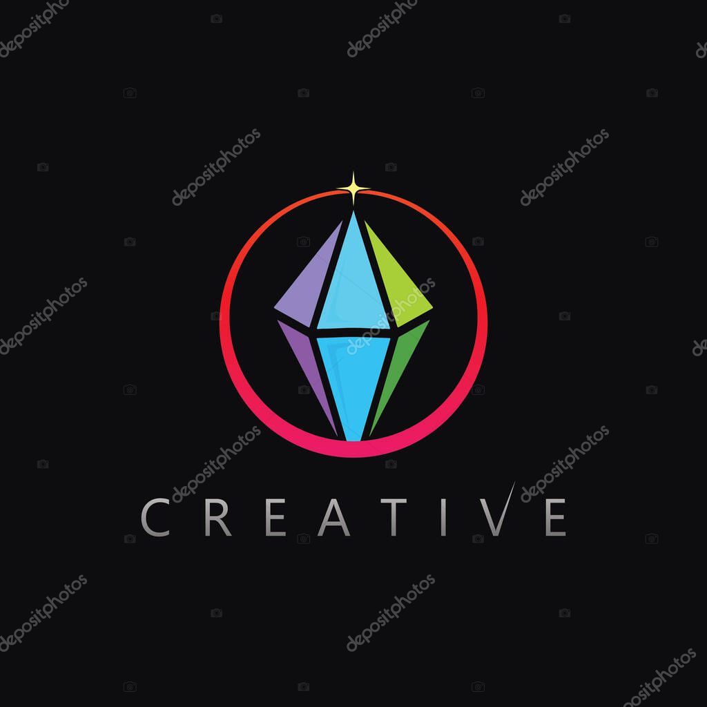 Golden shining diamond logo vector design representing prosperity luxury brilliance and clarity