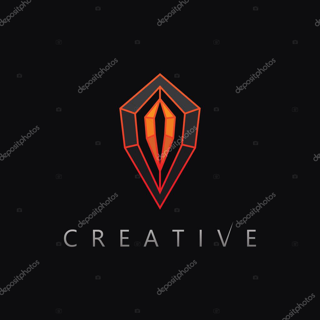 Modern faceted crystal diamond logo symbol for creative business success and premium identity