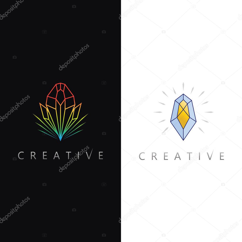 Shiny Diamond Jewel Icon Vector for Modern Luxury Boutique and Fashion Brand Identity