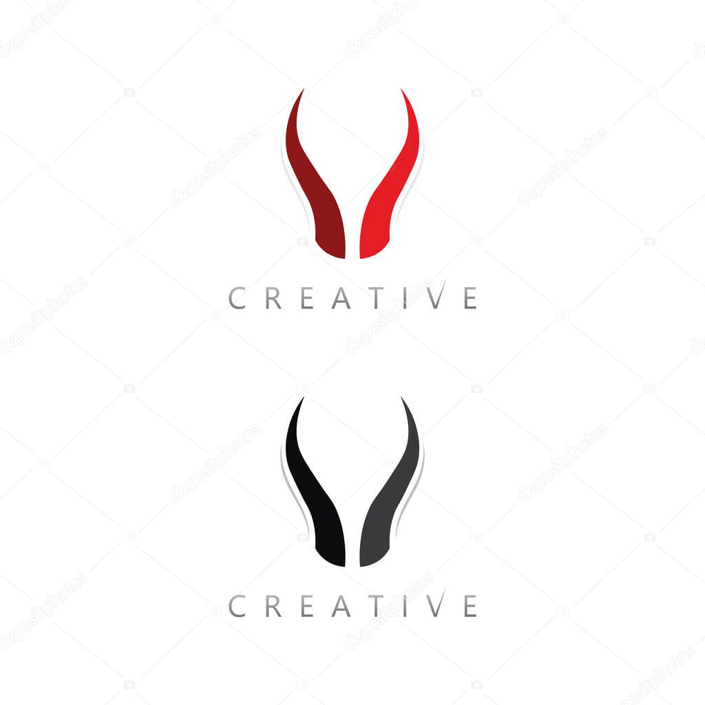 Futuristic horn shape vector logo with metallic effect for technology and sports identity