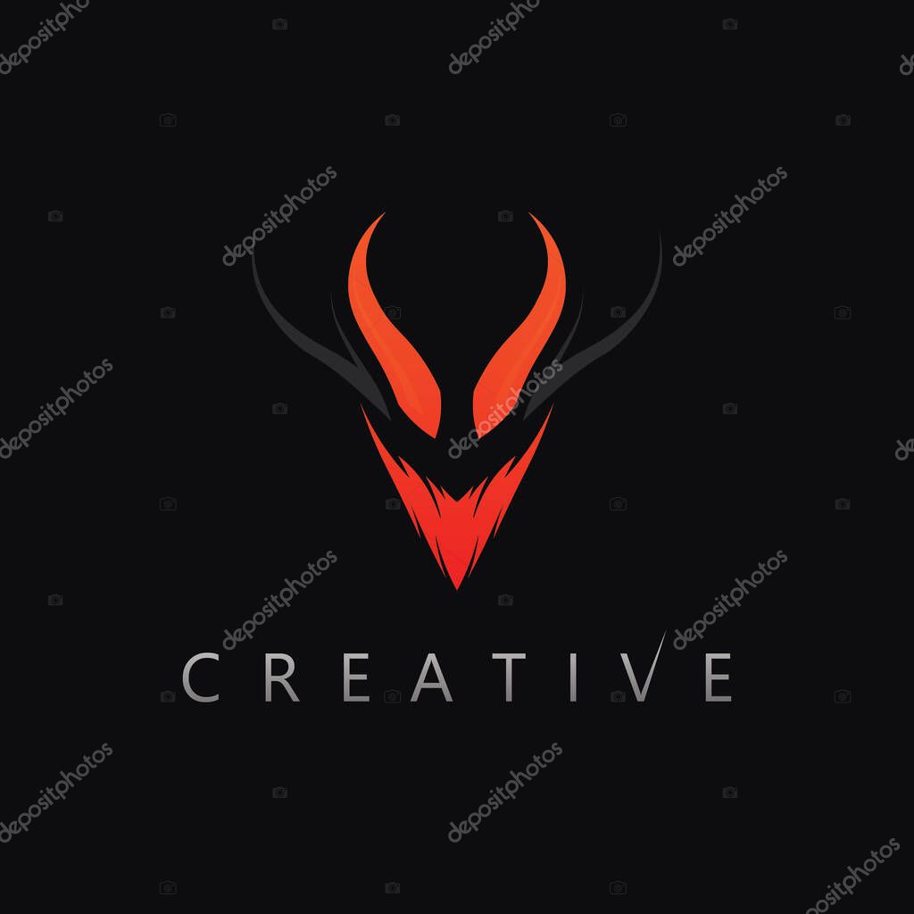 Creative curved horn logo vector with gradient style for modern marketing agency identity