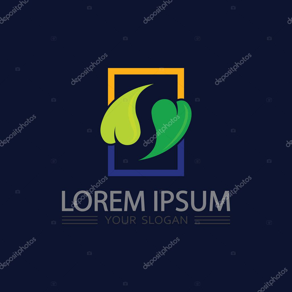 Geometric plant leaf vector logo symbolizing natural balance and eco innovation