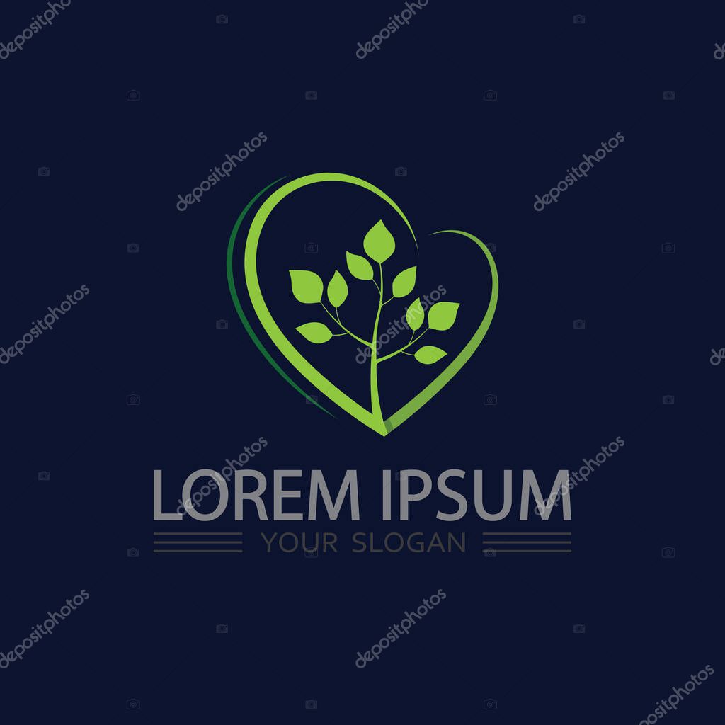 Green foliage vector logo representing freshness, vitality, and natural organic balance