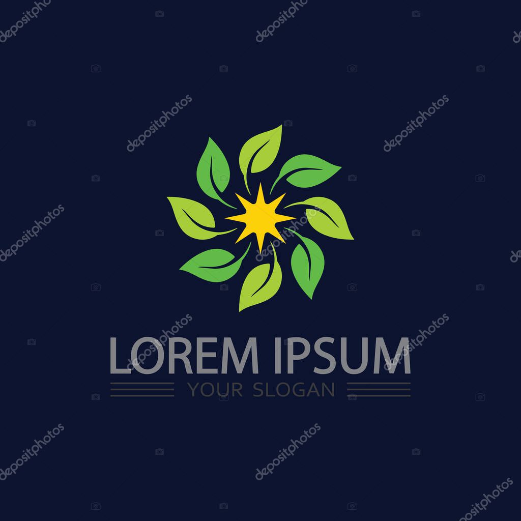 Leaf circle emblem vector design symbol of unity, purity, and nature growth