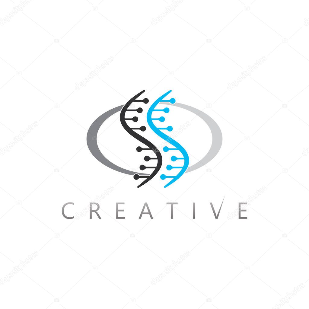 DNA Helix Vector Logo Symbolizing Genetic Innovation and Advanced Biotechnology