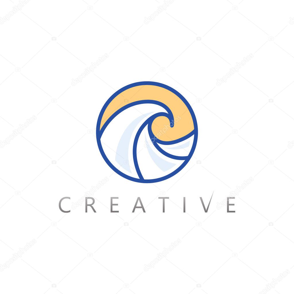 Blue Aqua Circle Wave Logo Icon for Clean Water Company Brand Identity