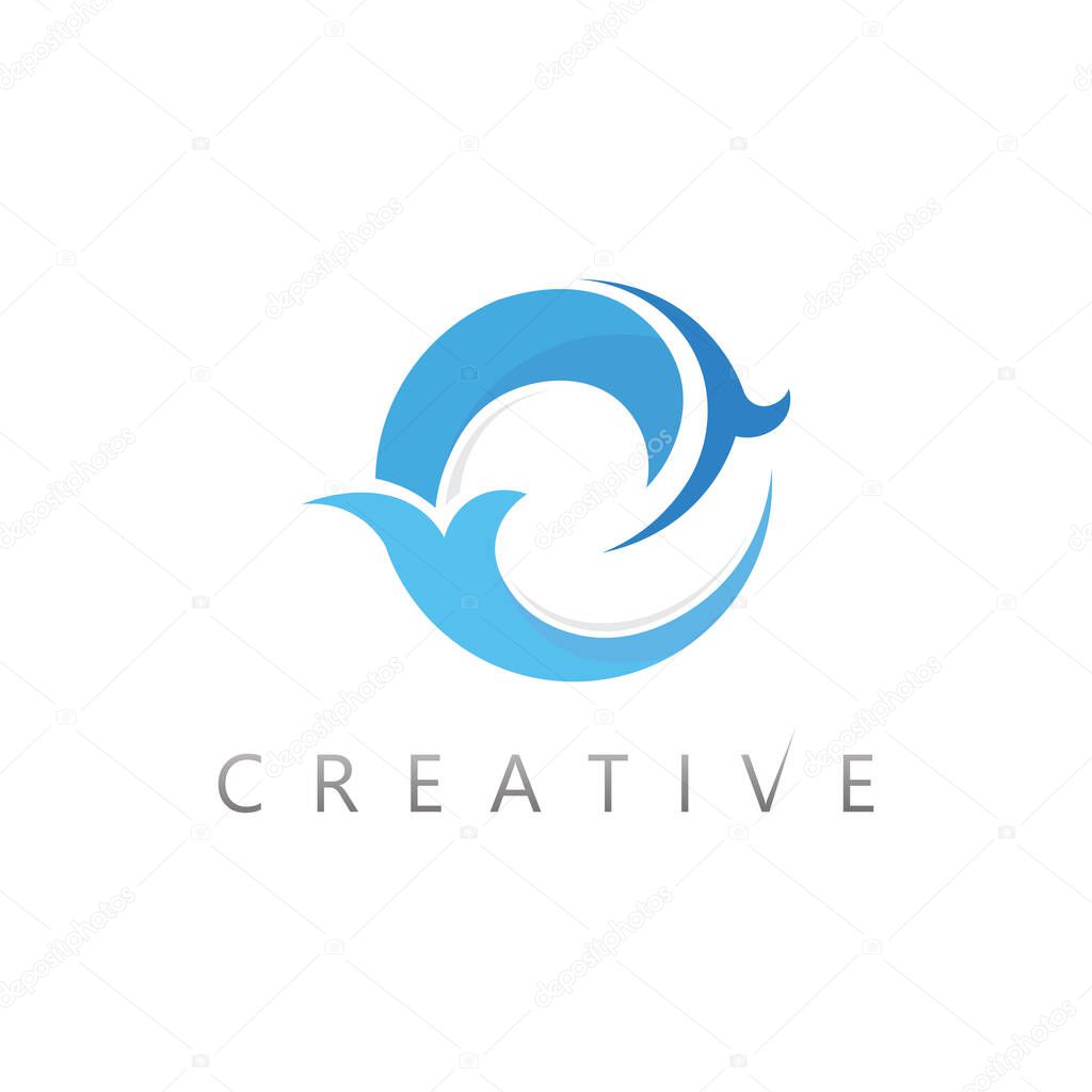 Blue Aqua Circle Wave Logo Icon for Clean Water Company Brand Identity Water Splash Wave Icon Logo