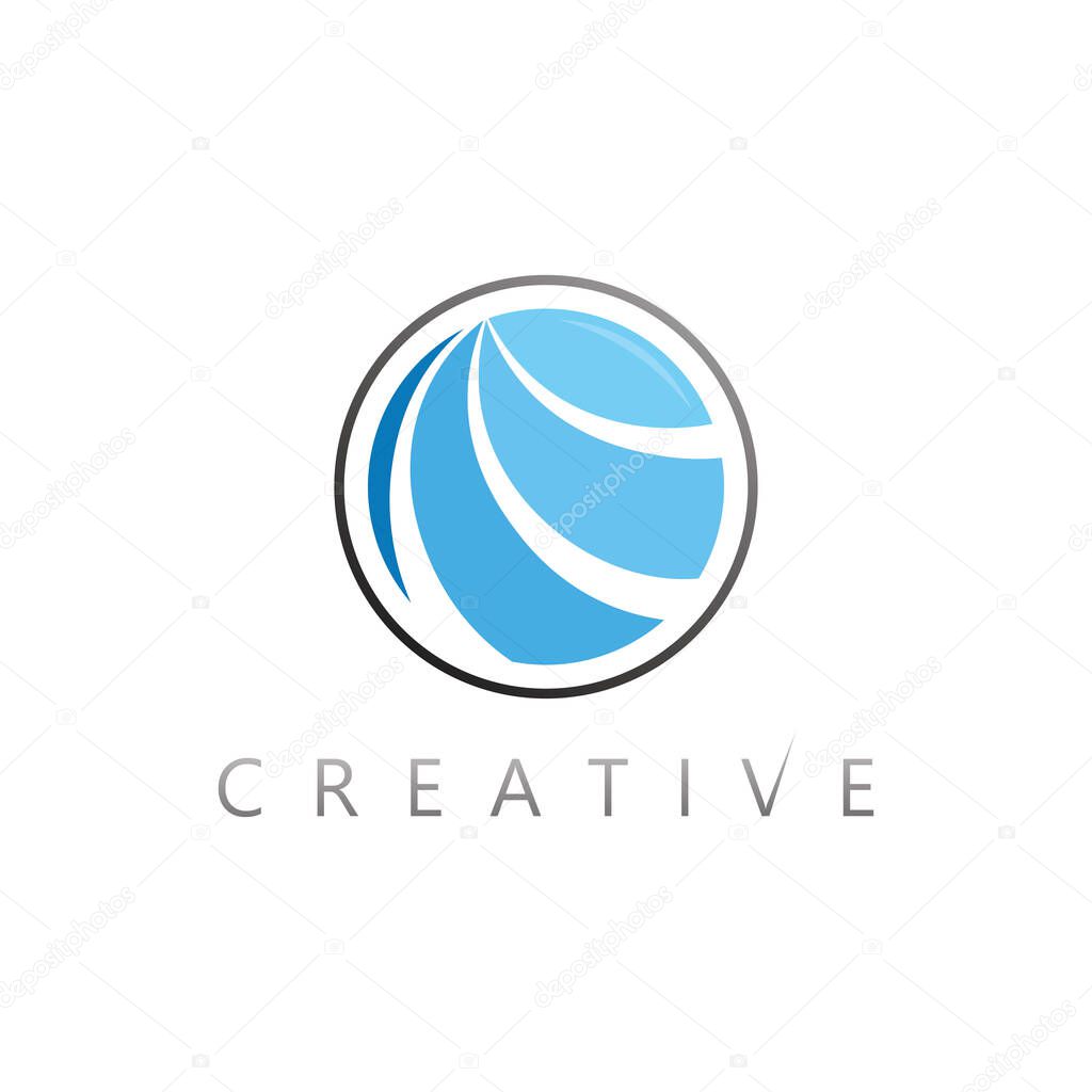 Blue Aqua Circle Wave Logo Icon for Clean Water Company Brand Identity