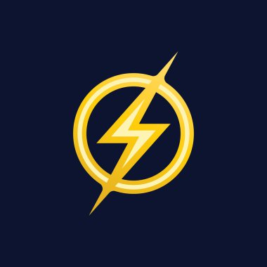 Yüksek Darbe Yıldırımlı Güç Logosu Modern Teknoloji Markası için Hızlı Enerji Patlaması Yakalıyor