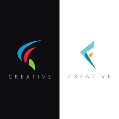 Markalaşma için Zarif Geometrik Şekillere sahip Modern Harf F Monogram Logo Tasarımı