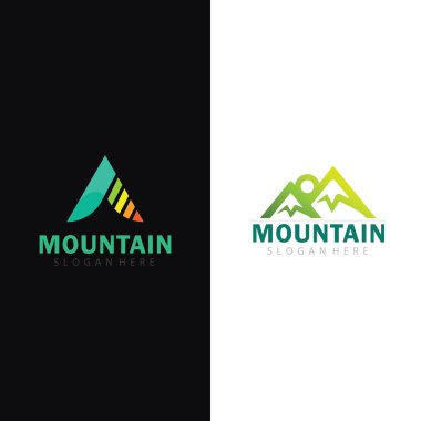Geometrik Dağ Şekli Logosu Doğa Turizmi ve Çevre Macerası Markası İdeal