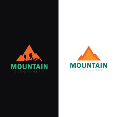 Yürüyüş Gezisi ve Keşif Markaları için Soyut Dağ Sembolü Logo Vektör Simgesi Simgesi