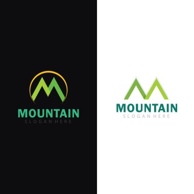 Açık Hava Spor ve Macera Markaları için Güçlü Dağ Zirvesi Logo Vektör Simgesi