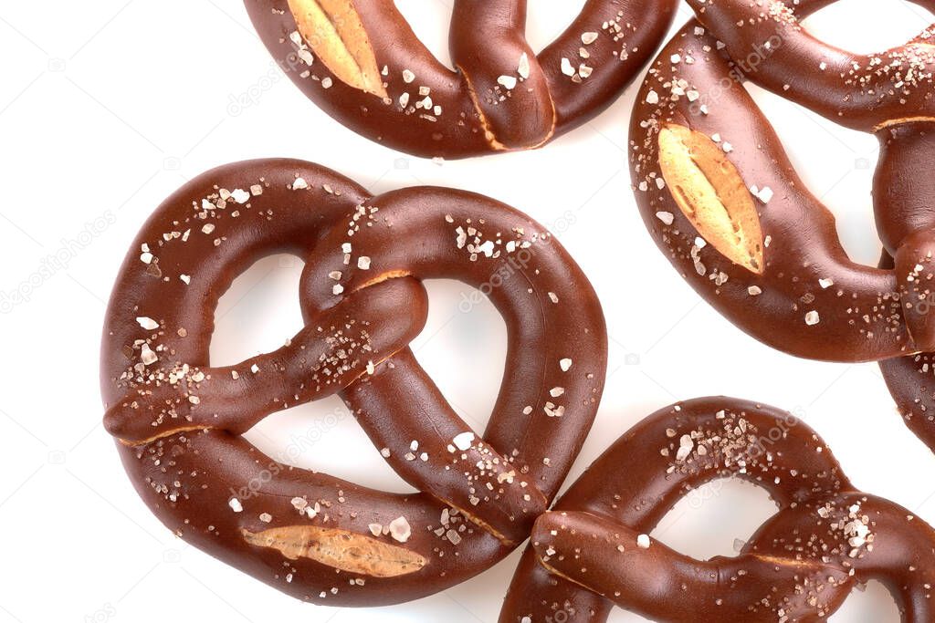 pretzels with salt on a white background