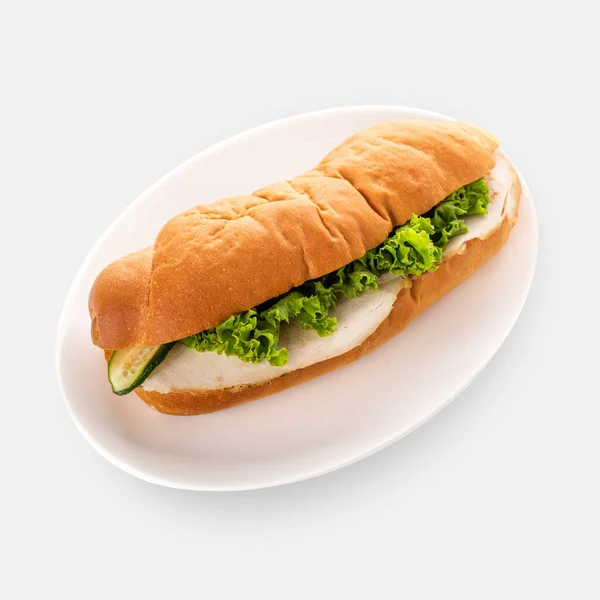 Chicken Sandwich White Background — Stock Photo, Image