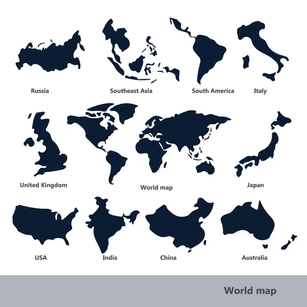Weltkarte und Kontinentalvektor — Stockvektor