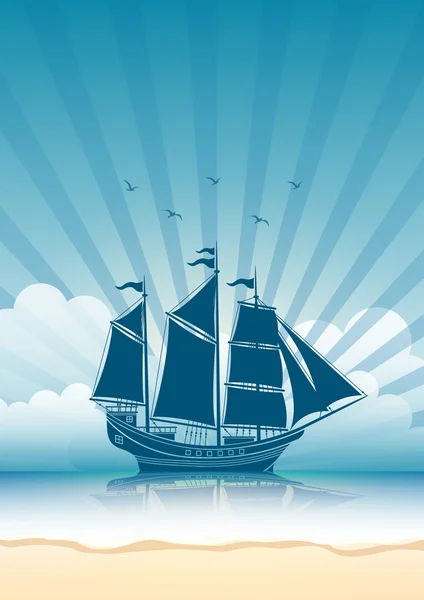 Sailing Ship background — Stock Vector