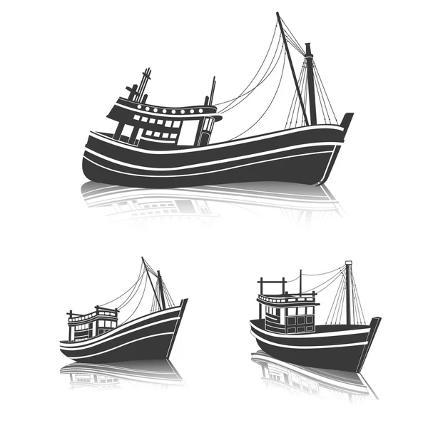 Vecteur bateau de pêche — Image vectorielle