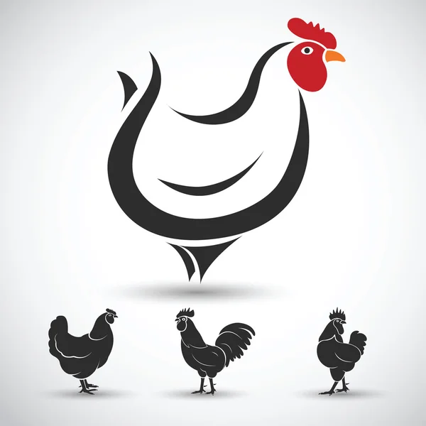 Ayam dan ayam, Rooster vector - Stok Vektor