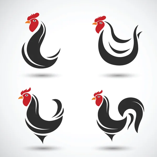 Ayam dan ayam, Rooster vector - Stok Vektor