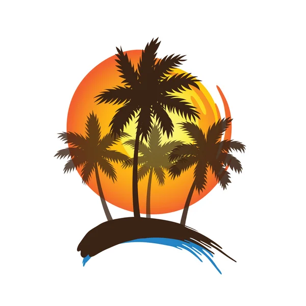 Palmen Sonnenuntergang — Stockvektor