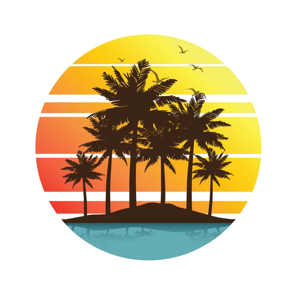 Palm bomen zonsondergang — Stockvector