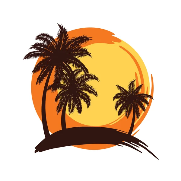Palm bomen zonsondergang — Stockvector