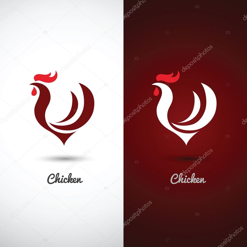Chicken and cock design symbol on white background , vector illustration
