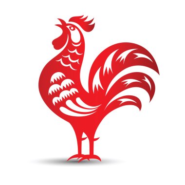 chinese rooster paper cut  clipart