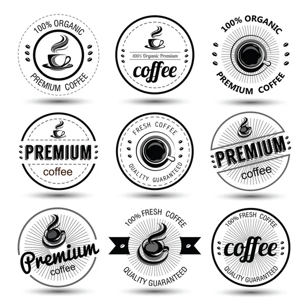 Insignias de café y etiqueta — Vector de stock