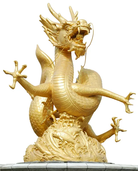Altın ejderha heykeli — Stok fotoğraf