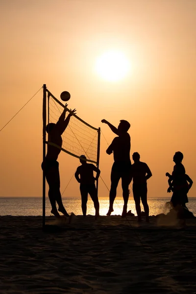 Silueta voleibol de playa —  Fotos de Stock
