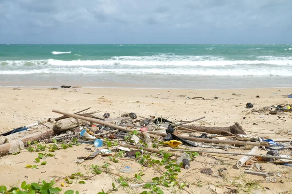 Грязное загрязнение пляжа — стоковое фото