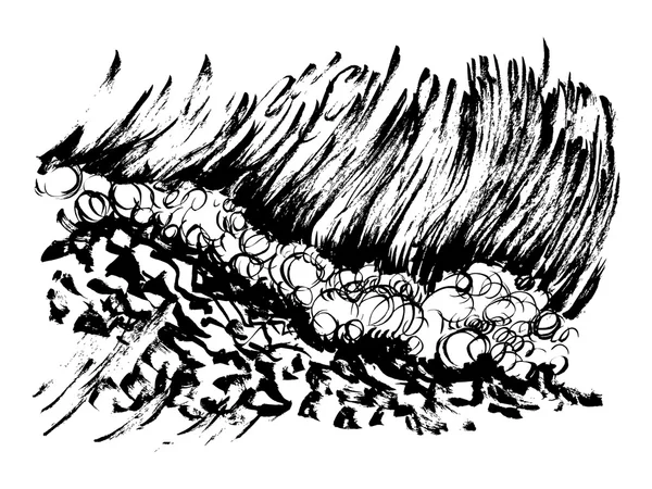 Хвилі пензля чорнила ескіз намальований серцеграфічний принт — стоковий вектор