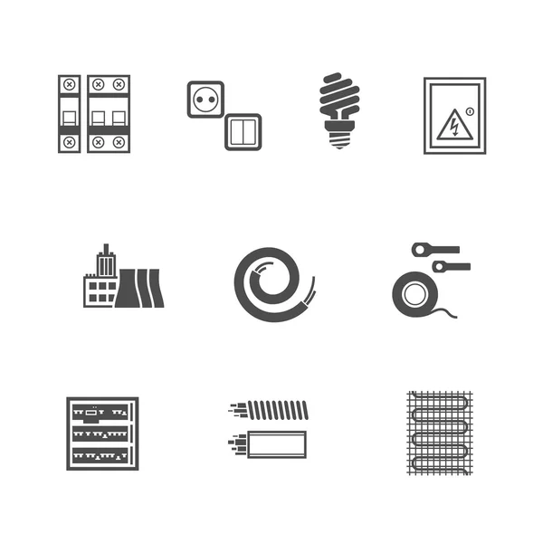 Ensemble d'icônes d'équipement électrique — Image vectorielle