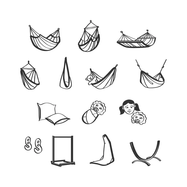 Conjunto de iconos de hamacas — Archivo Imágenes Vectoriales