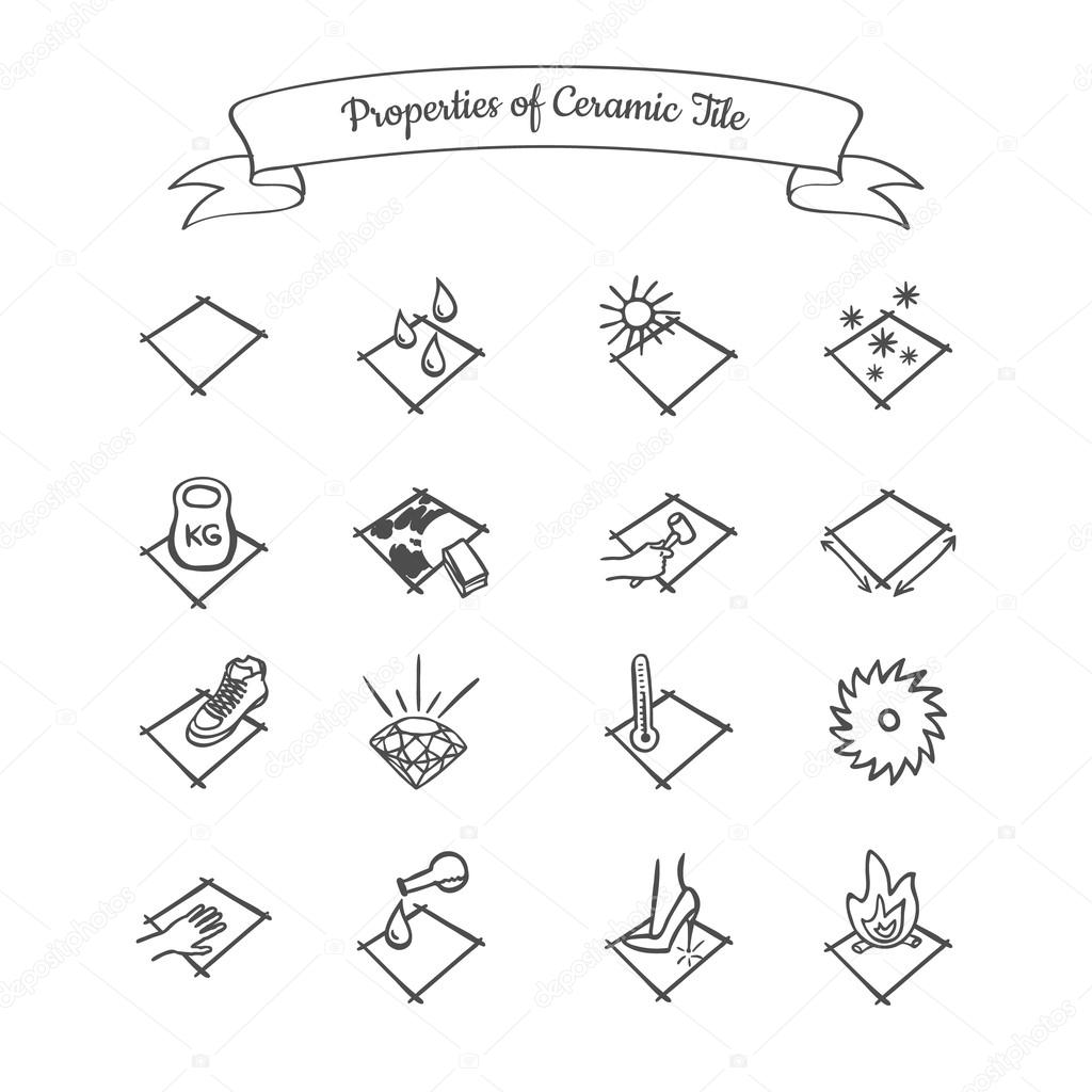 Properties of Ceramic Tile — Stock Vector © apazdun #87540484 Properties of Ceramic Tile — Stock Vector © apazdun #87540484