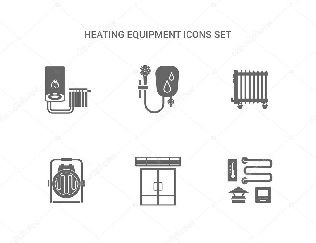 Heating Equipment Icons Set