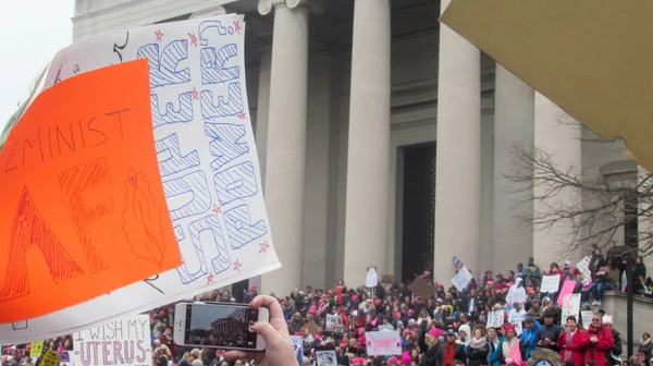 Utsikt från kråkorna på Womens March på Washington. — Stockfoto