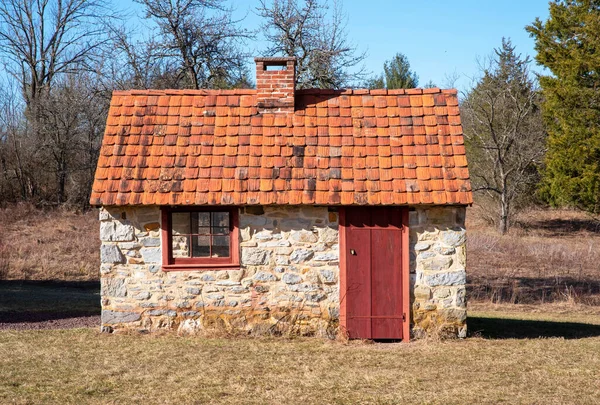 Stone cottage summer kitchen on a colonial American farm