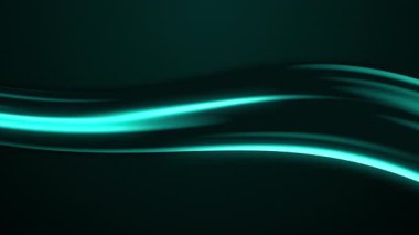 Parlayan yeşil ışık dalgaları, karanlık ve soyut arka planda sorunsuzca akıyor.