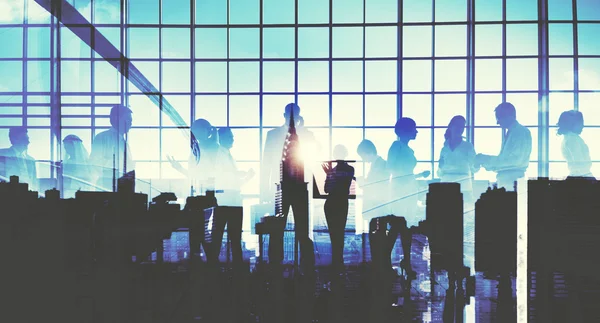 Silhouettes of Business People — Stock Photo, Image