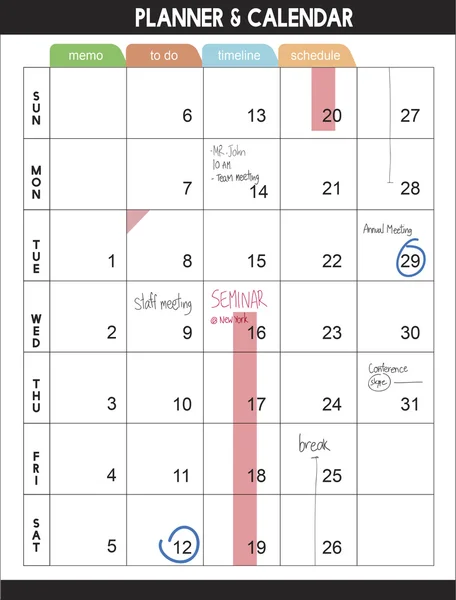Sjabloon met kalender concept — Stockfoto