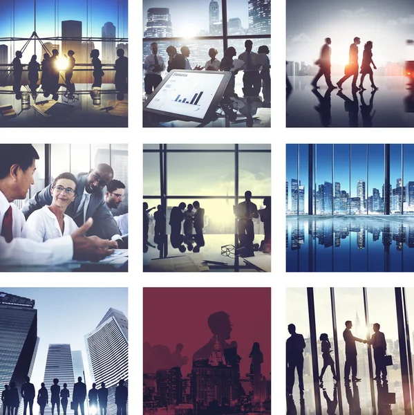 Collage med affärsmän — Stockfoto