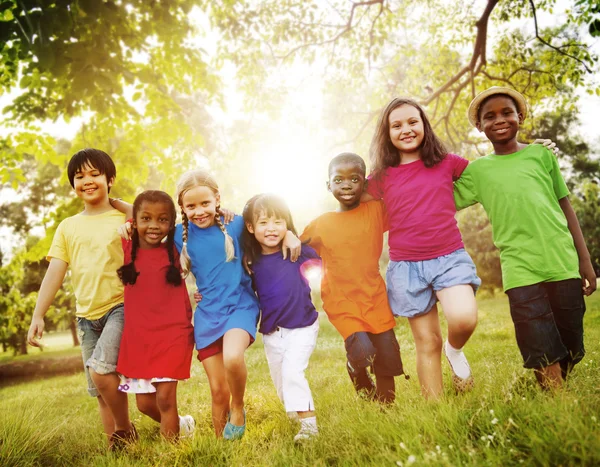 Multiethnic children outdoors — Stock Photo, Image